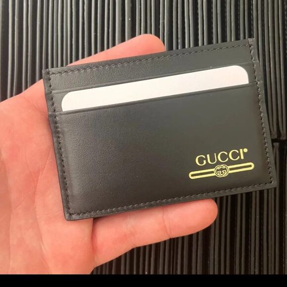 GUCCI Men's Authentic Black Leather Money Card Holder Wallet CODE 542596-525040 - Picture 1 of 6